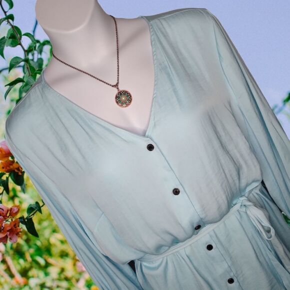 Worthington Sheer Aqua Top Button Down 2X - Picture 6 of 11